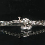 14k White Gold and 3cttw Diamond Heart Charm Tennis Bracelet 7"