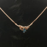 14k Yellow Gold Topaz and Diamond Ladies Pendant Necklace 17"
