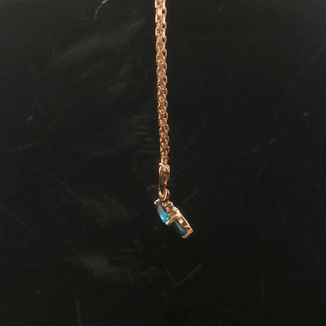 14k Yellow Gold Topaz and Diamond Ladies Pendant Necklace 17"