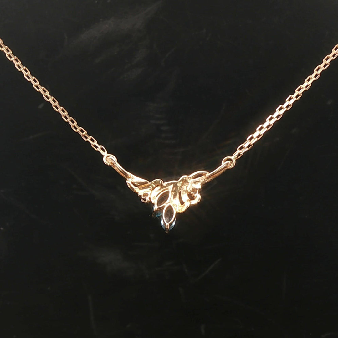 14k Yellow Gold Topaz and Diamond Ladies Pendant Necklace 17"