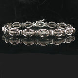 18k White Gold and 1cttw Diamond 17.3g Fancy Oval Link Bracelet 7"
