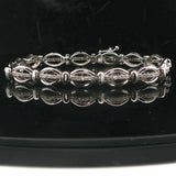18k White Gold and 1cttw Diamond 17.3g Fancy Oval Link Bracelet 7"