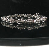 18k White Gold and 1cttw Diamond 17.3g Fancy Oval Link Bracelet 7"