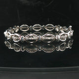 18k White Gold and 1cttw Diamond 17.3g Fancy Oval Link Bracelet 7"