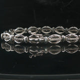 18k White Gold and 1cttw Diamond 17.3g Fancy Oval Link Bracelet 7"