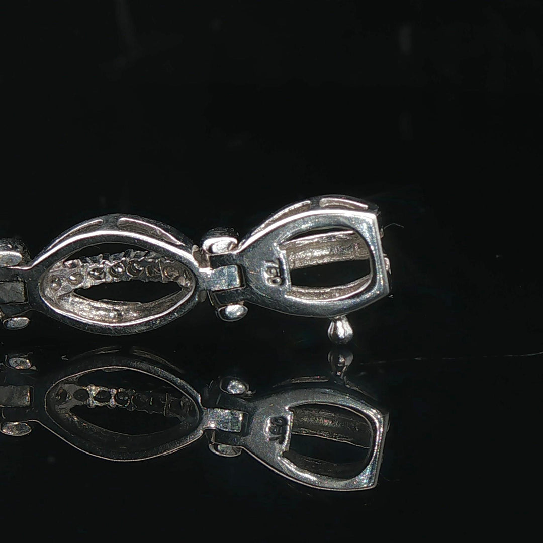 18k White Gold and 1cttw Diamond 17.3g Fancy Oval Link Bracelet 7"