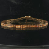 18k Yellow Gold and 2cttw Diamond 14.7g Solid Squared Tennis Bracelet 7.25"