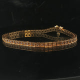 18k Yellow Gold and 2cttw Diamond 14.7g Solid Squared Tennis Bracelet 7.25"