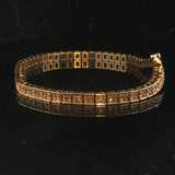 18k Yellow Gold and 2cttw Diamond 14.7g Solid Squared Tennis Bracelet 7.25"