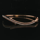 14k Rose and White Gold and 0.50cttw Diamond Curved Bypass Bangle Bracelet 6.75"