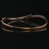 14k Rose and White Gold and 0.50cttw Diamond Curved Bypass Bangle Bracelet 6.75"