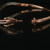14k Rose and White Gold and 0.50cttw Diamond Curved Bypass Bangle Bracelet 6.75"