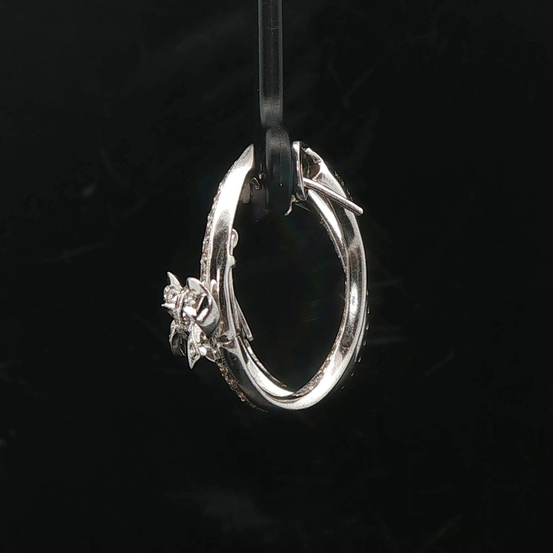 18k White Gold and 0.39cttw Diamond Inside Out Bow Hoop Earrings