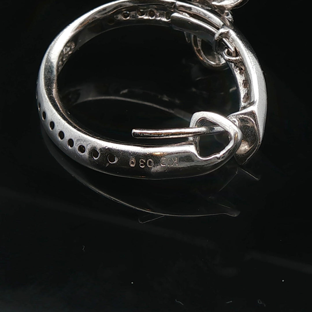 18k White Gold and 0.39cttw Diamond Inside Out Bow Hoop Earrings