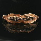 14k Yellow Gold and Diamond 21.3g Solid Vintage Floral Bangle Bracelet 7"