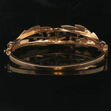 14k Yellow Gold and Diamond 21.3g Solid Vintage Floral Bangle Bracelet 7"