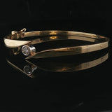 14k Yellow Gold and 0.25ct Bezel Set Diamond Bypass Bangle Bracelet 7"