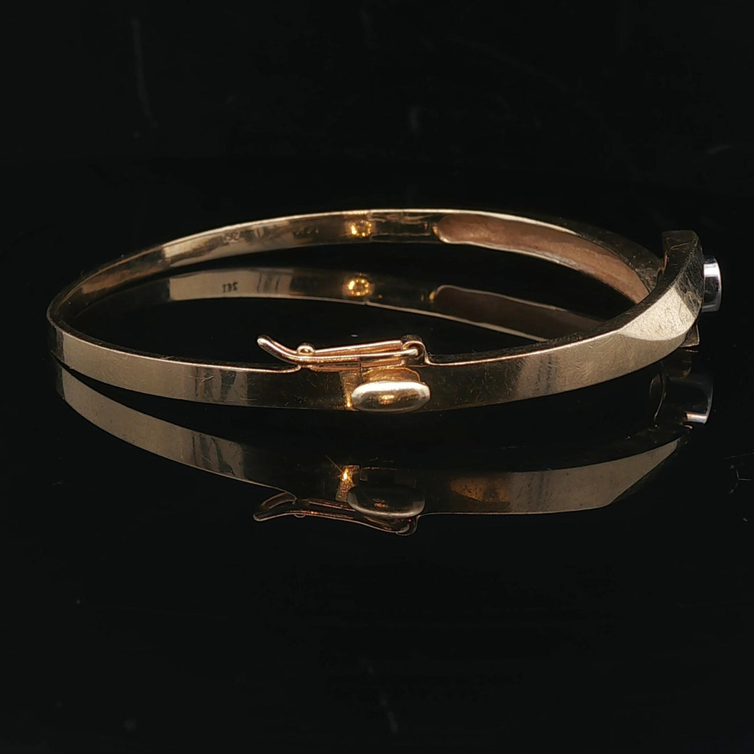 14k Yellow Gold and 0.25ct Bezel Set Diamond Bypass Bangle Bracelet 7"