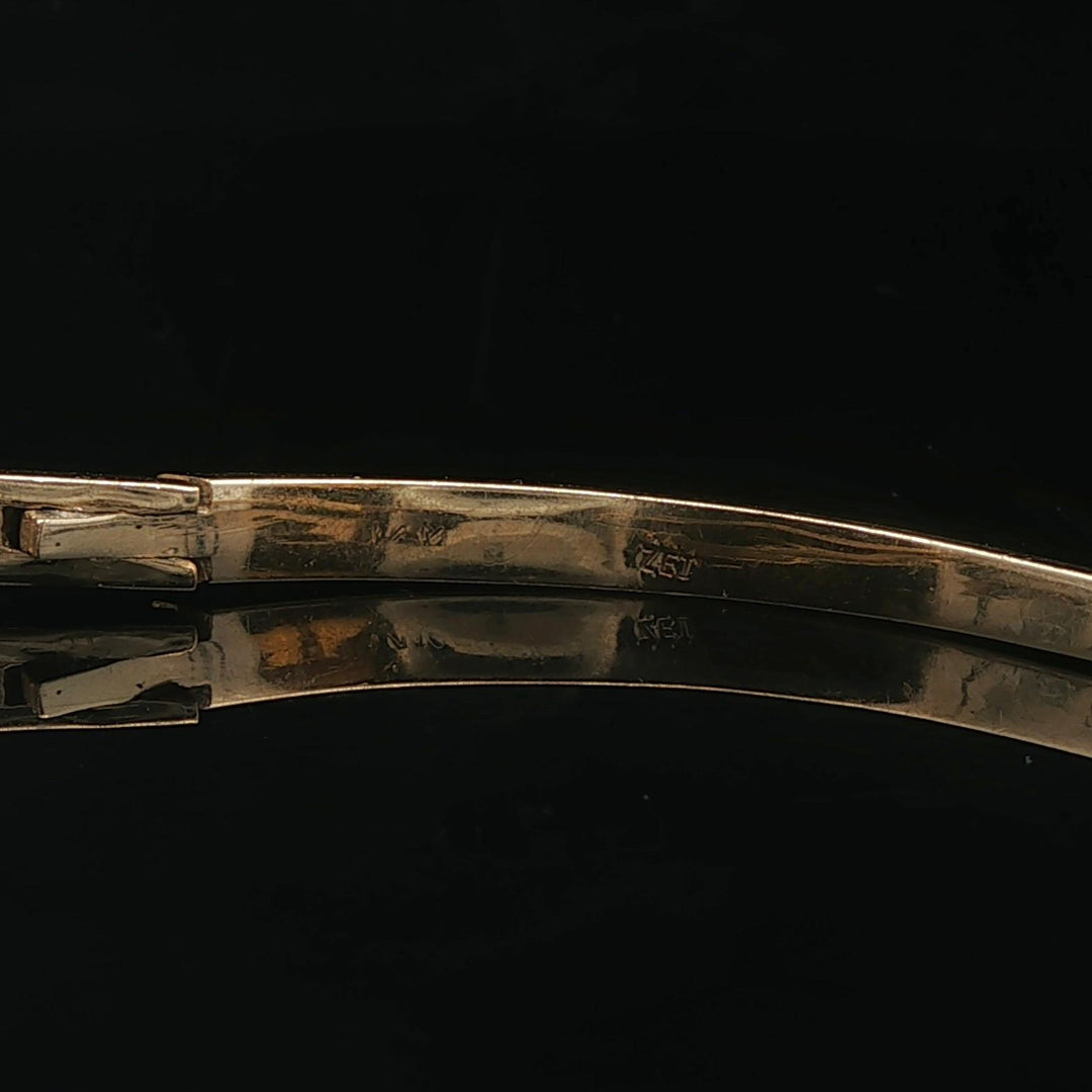 14k Yellow Gold and 0.25ct Bezel Set Diamond Bypass Bangle Bracelet 7"