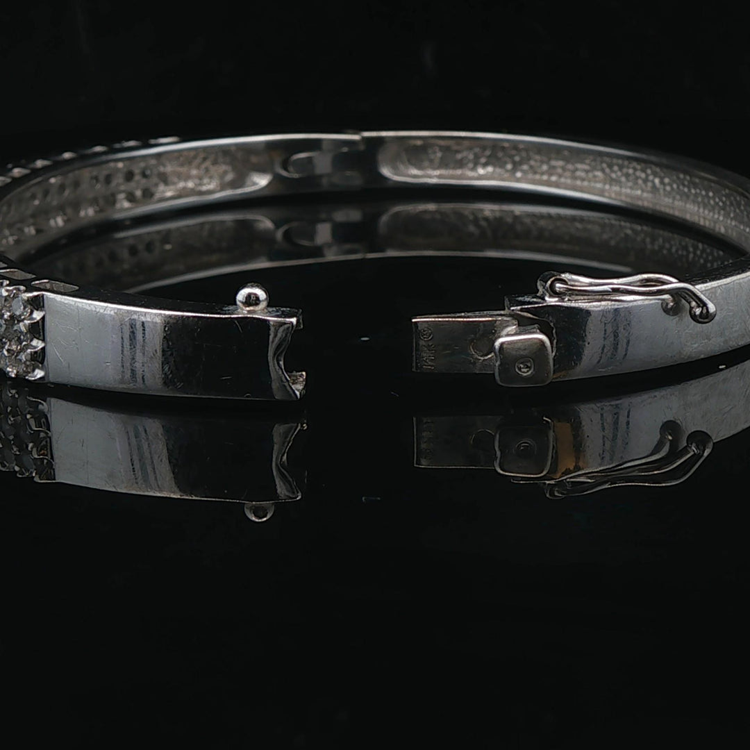 14k White Gold and 2cttw Diamond Solid 17.7g Bangle Bracelet 6.75"