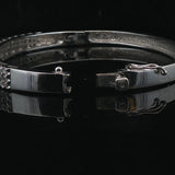 14k White Gold and 2cttw Diamond Solid 17.7g Bangle Bracelet 6.75"