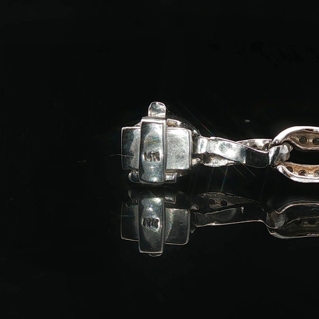 14k White Gold and 2cttw Diamond Encrusted Fancy Link Ladies Bracelet 7"