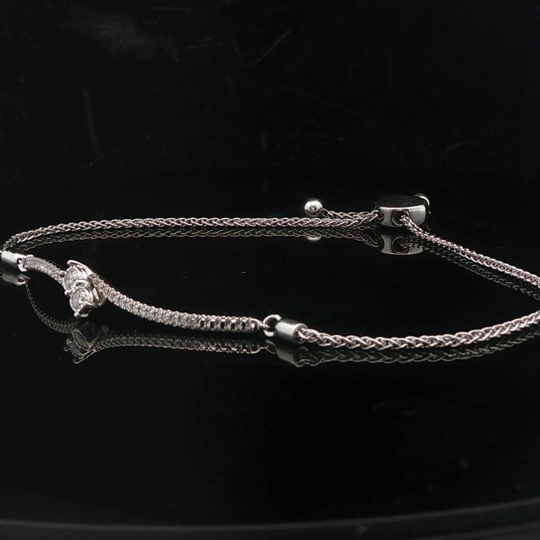 14k White Gold and 0.62cttw Diamond Ever Us Slide Bracelet