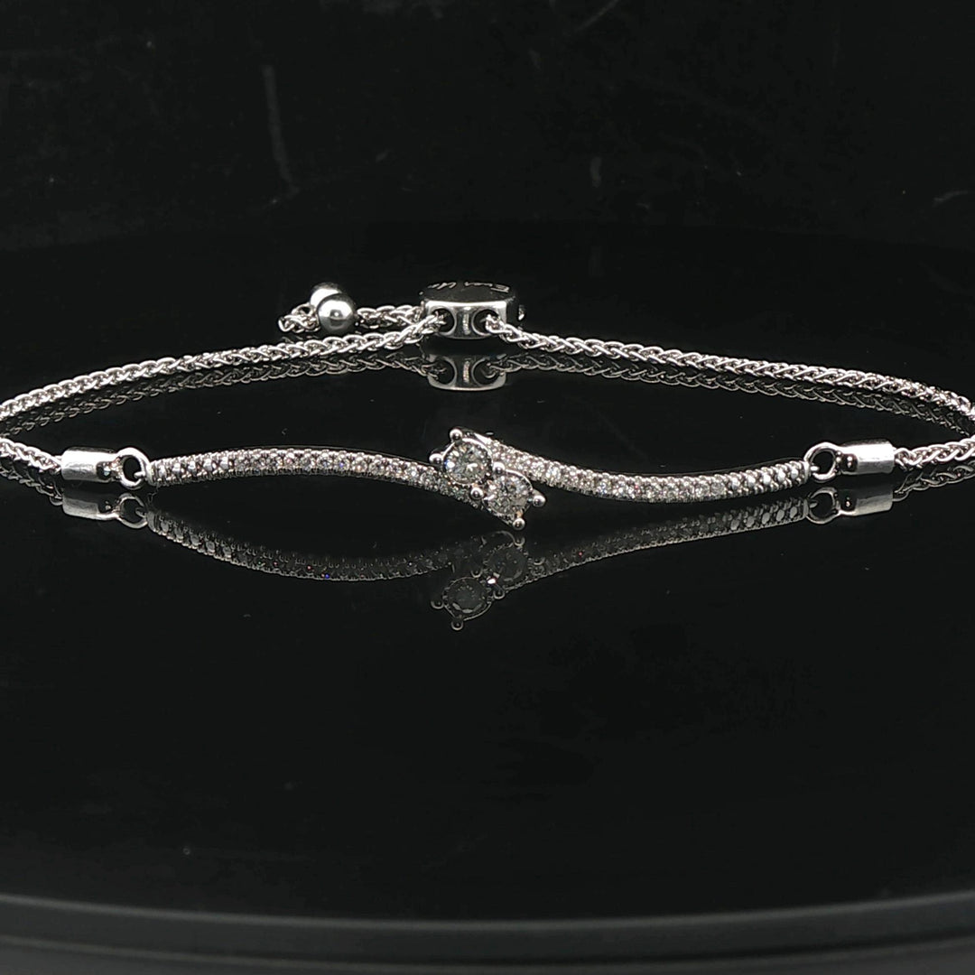 14k White Gold and 0.62cttw Diamond Ever Us Slide Bracelet
