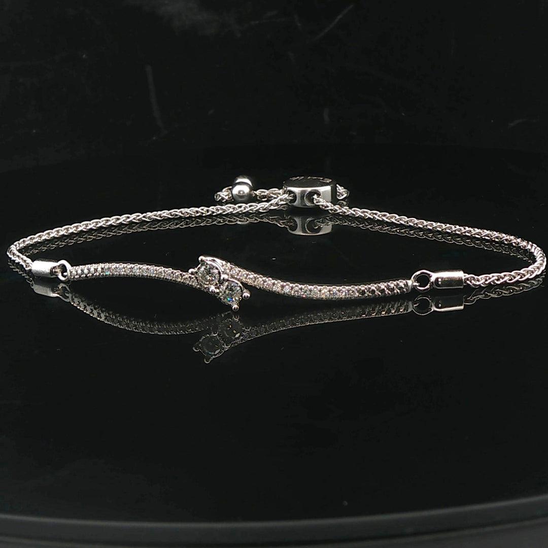 14k White Gold and 0.62cttw Diamond Ever Us Slide Bracelet
