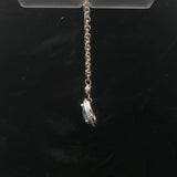 14k White Gold Aquamarine and Diamond 8.7g Ladies Pendant Necklace Italy 16"