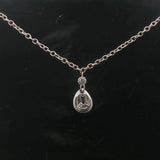 14k White Gold Aquamarine and Diamond 8.7g Ladies Pendant Necklace Italy 16"