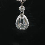 14k White Gold Aquamarine and Diamond 8.7g Ladies Pendant Necklace Italy 16"