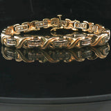 14k Yellow and White Gold 1cttw Diamond Solid 24.5g X Link Bracelet 7.25"