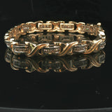 14k Yellow and White Gold 1cttw Diamond Solid 24.5g X Link Bracelet 7.25"