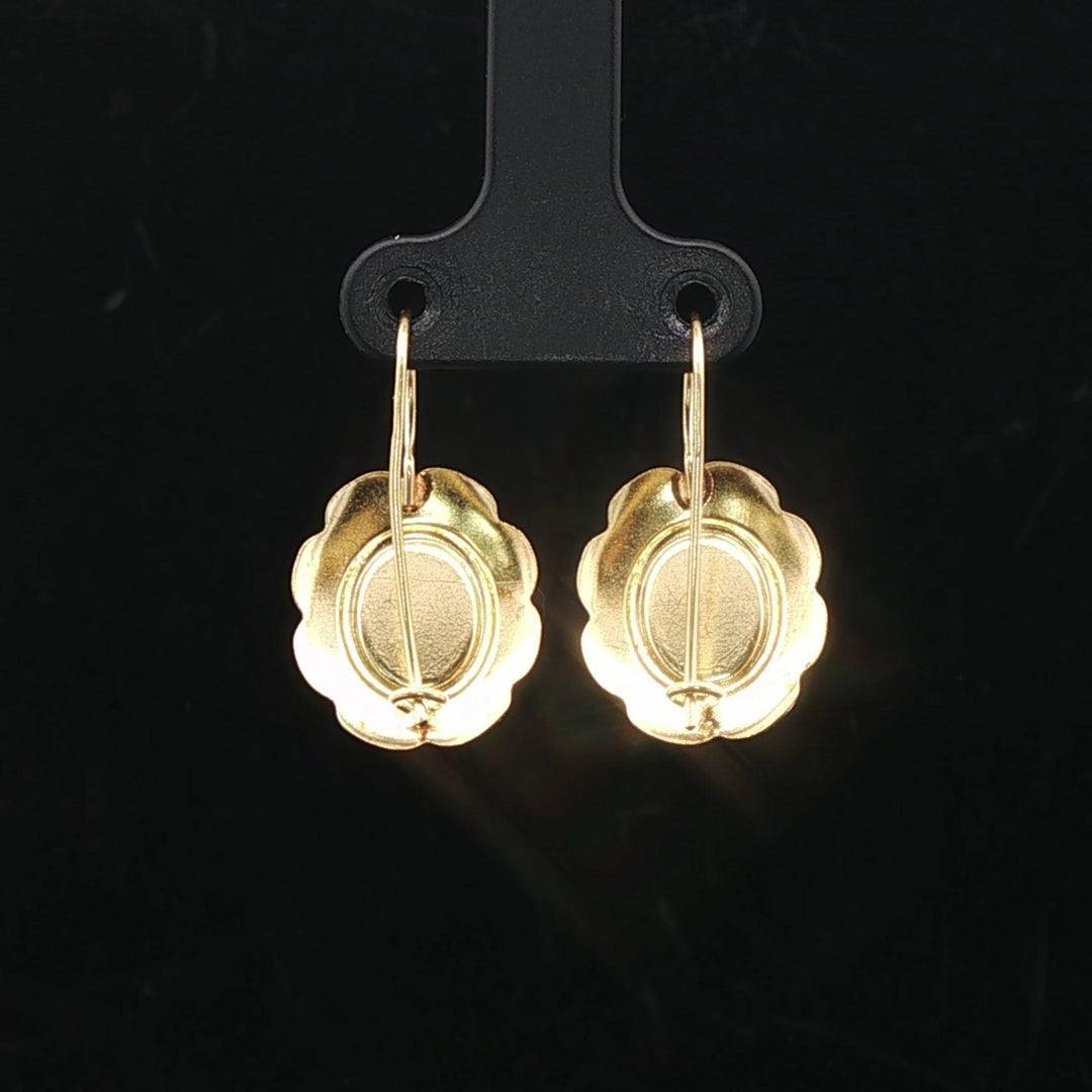 18k Yellow Gold and Italian Red Coral Earrings 1"