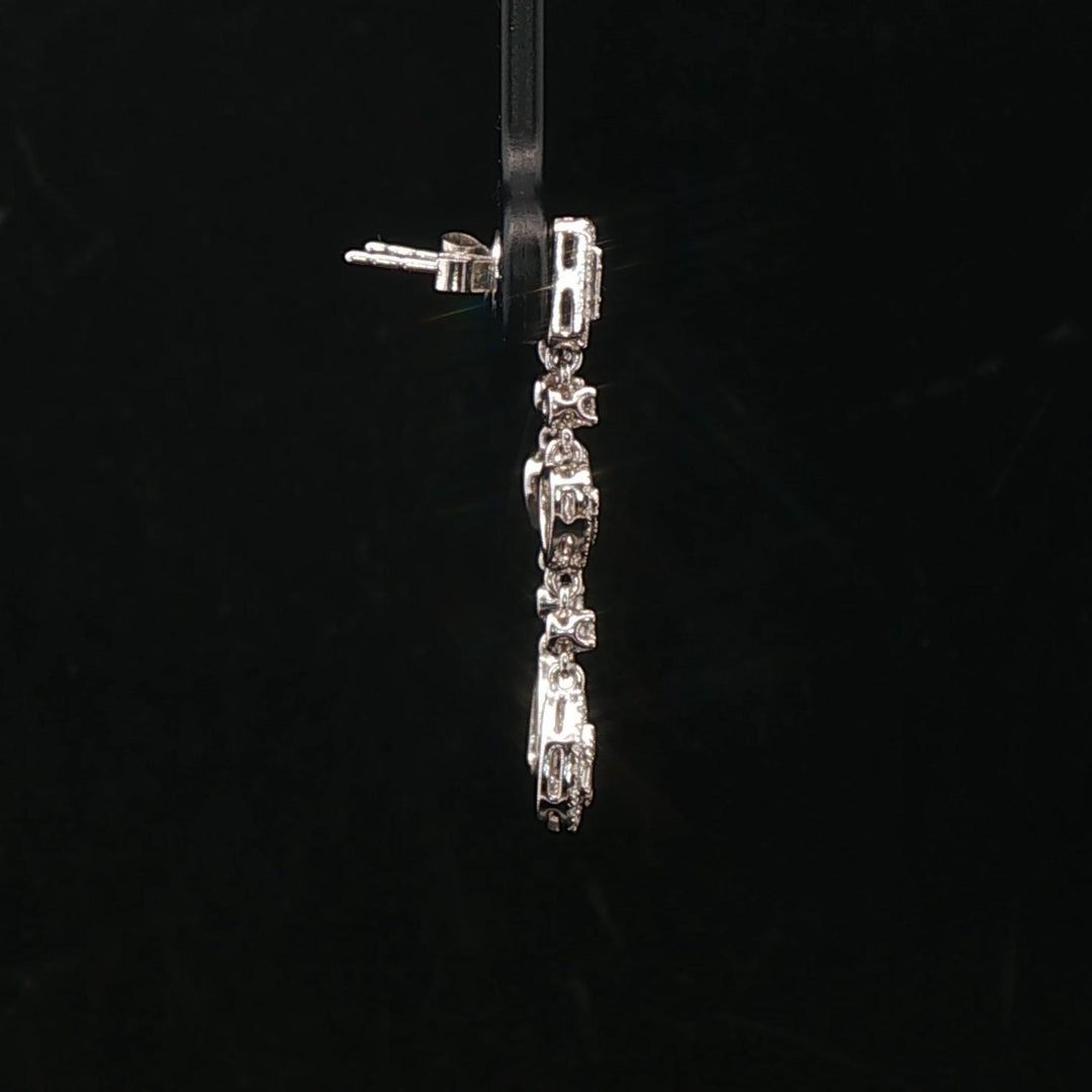 14k White Gold and Diamond Drop Dangle Earrings with Cert