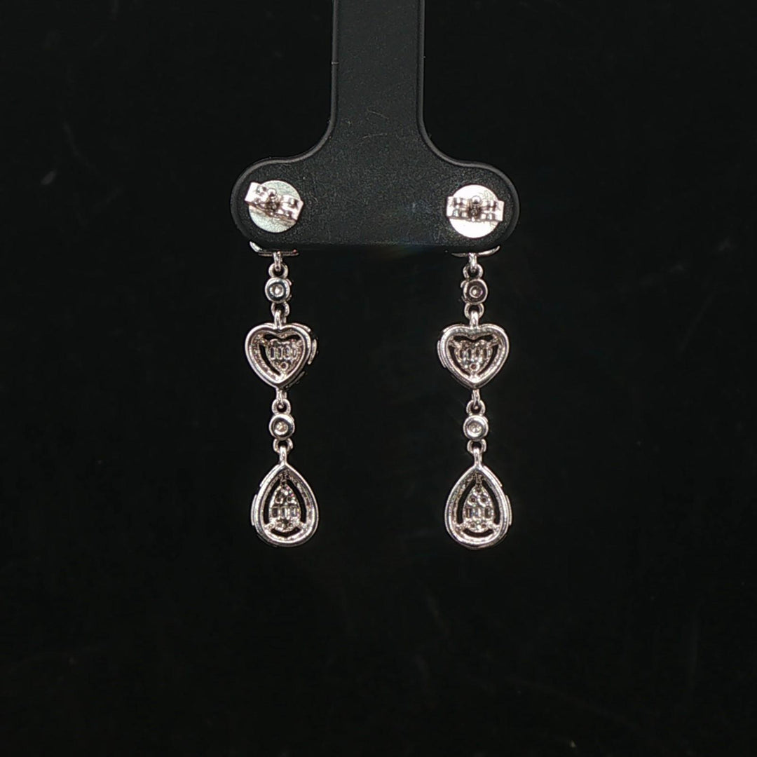 14k White Gold and Diamond Drop Dangle Earrings with Cert