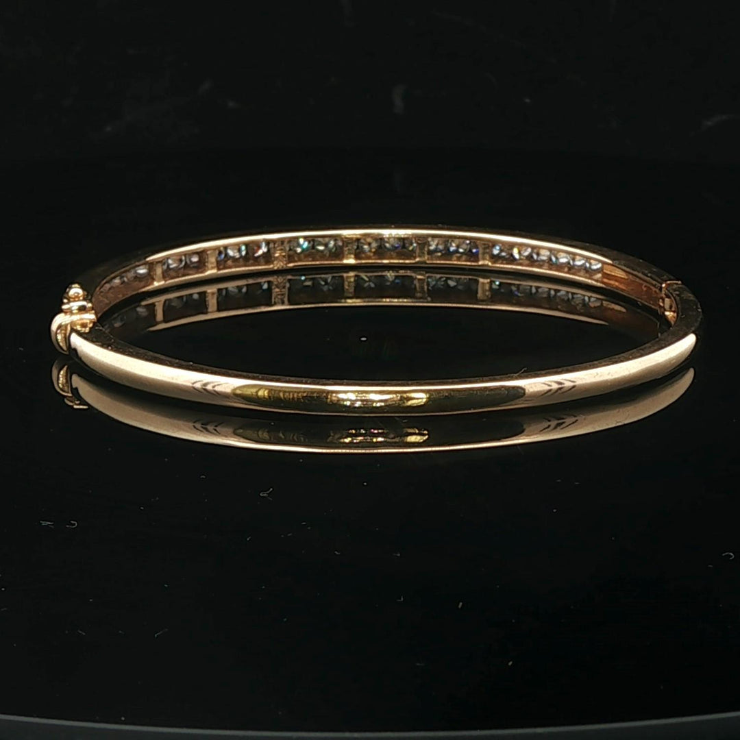 14k Yellow Gold and 1.9cttw Diamond 14.5g Solid Bangle Bracelet 6.5"