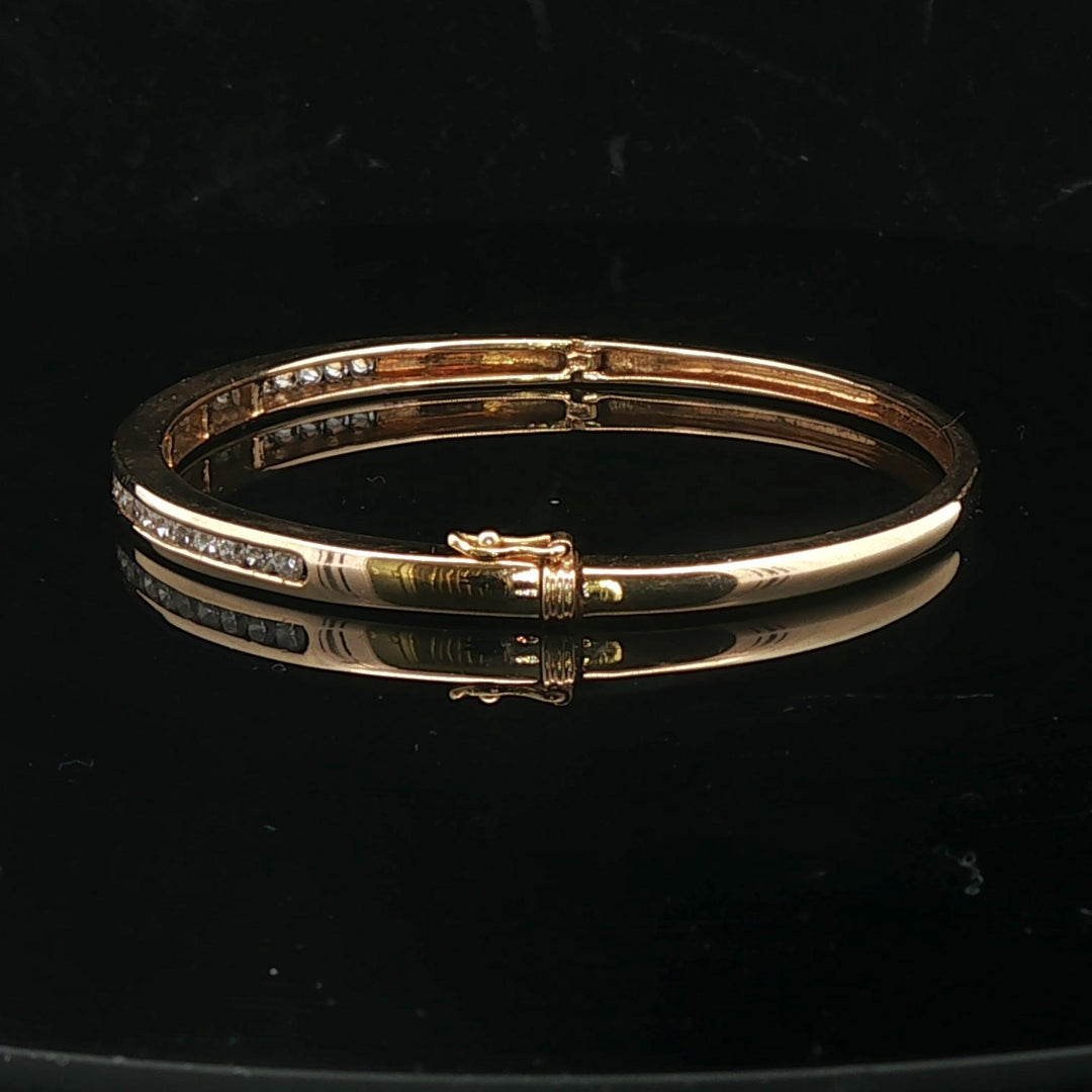 14k Yellow Gold and 1.9cttw Diamond 14.5g Solid Bangle Bracelet 6.5"