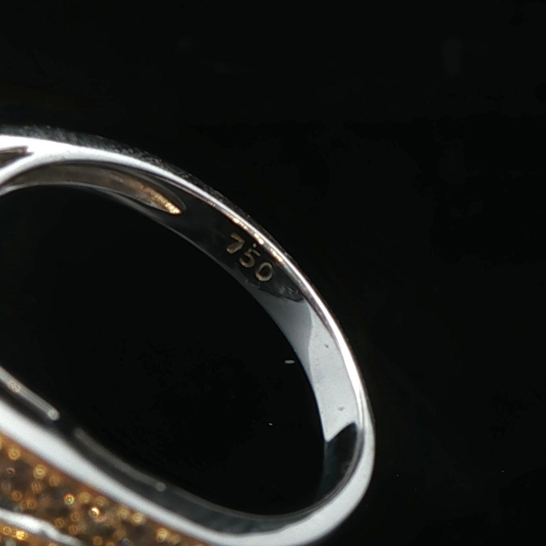18k White and Yellow Gold Blue Sapphire Ruby and Diamond Ring Size 6