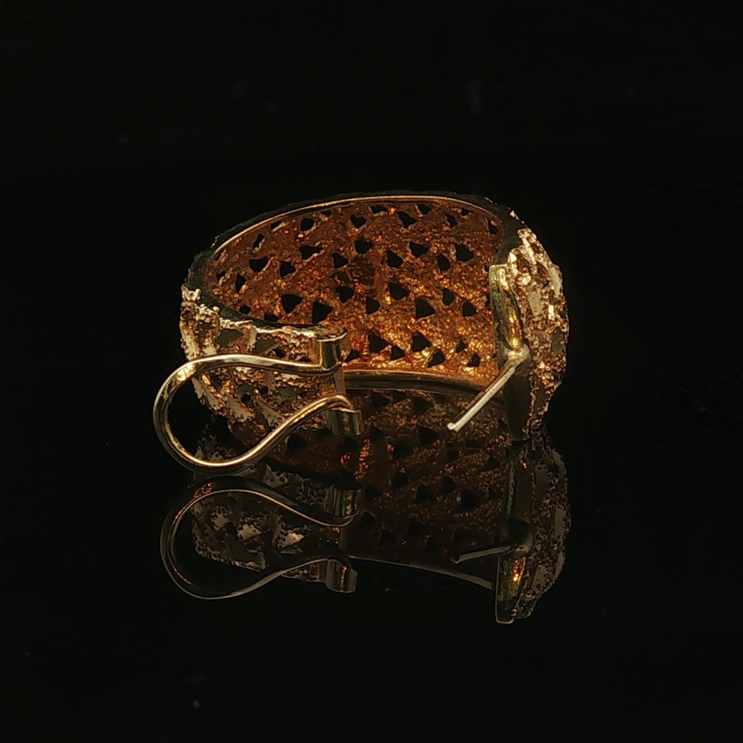 18k Yellow Gold 7.7g Solid Diamond Cut Hoop Huggie Earrings 1"