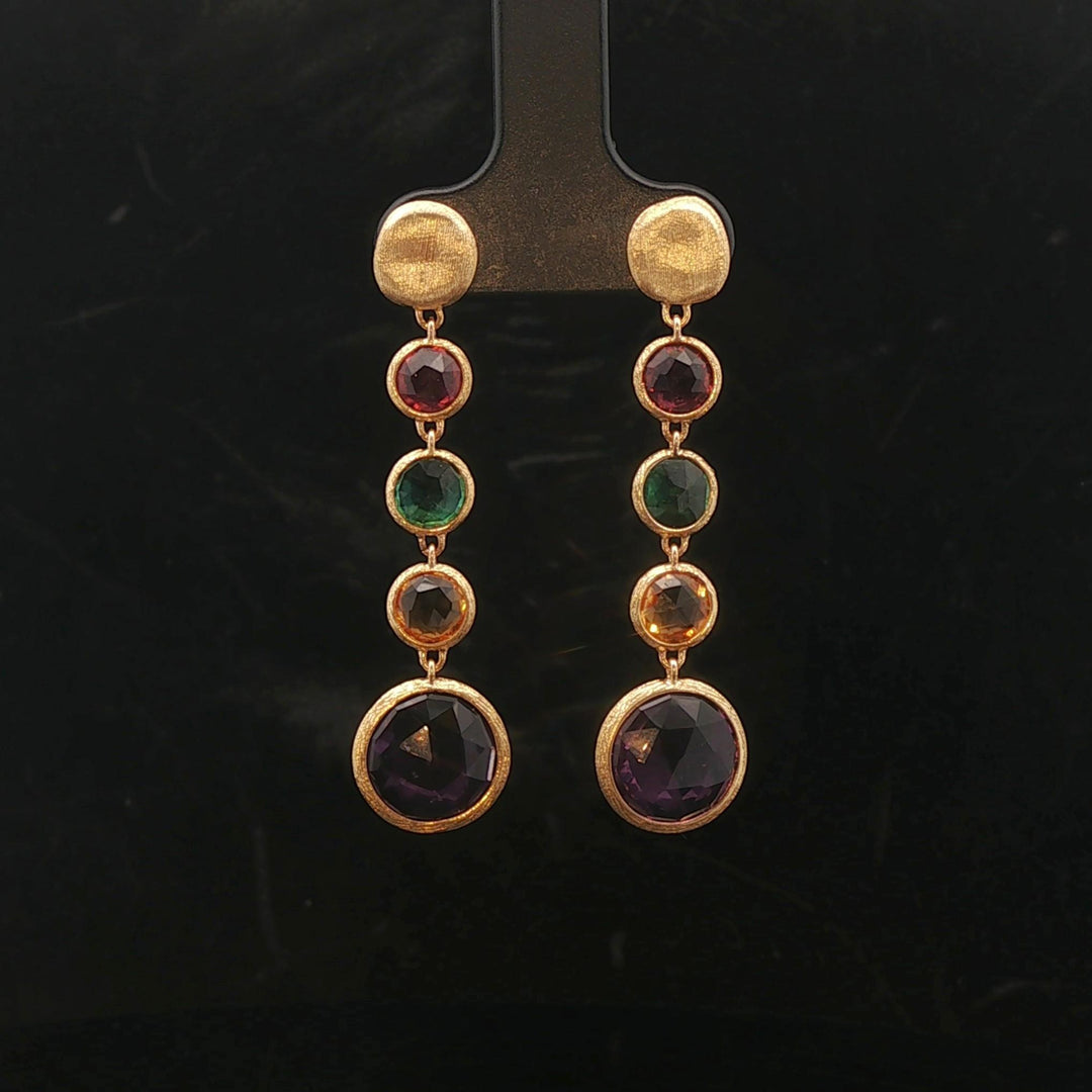 Marco Bicego Paradise 18k Yellow Gold and Multi Gemstone Drop Dangle Earrings