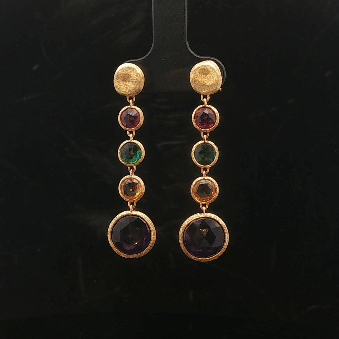 Marco Bicego Paradise 18k Yellow Gold and Multi Gemstone Drop Dangle Earrings