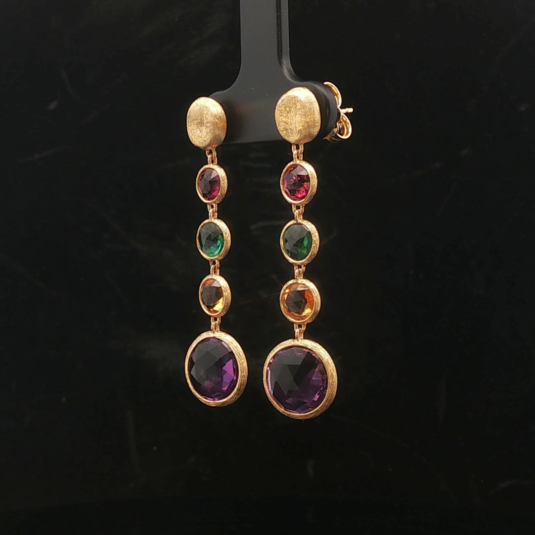 Marco Bicego Paradise 18k Yellow Gold and Multi Gemstone Drop Dangle Earrings