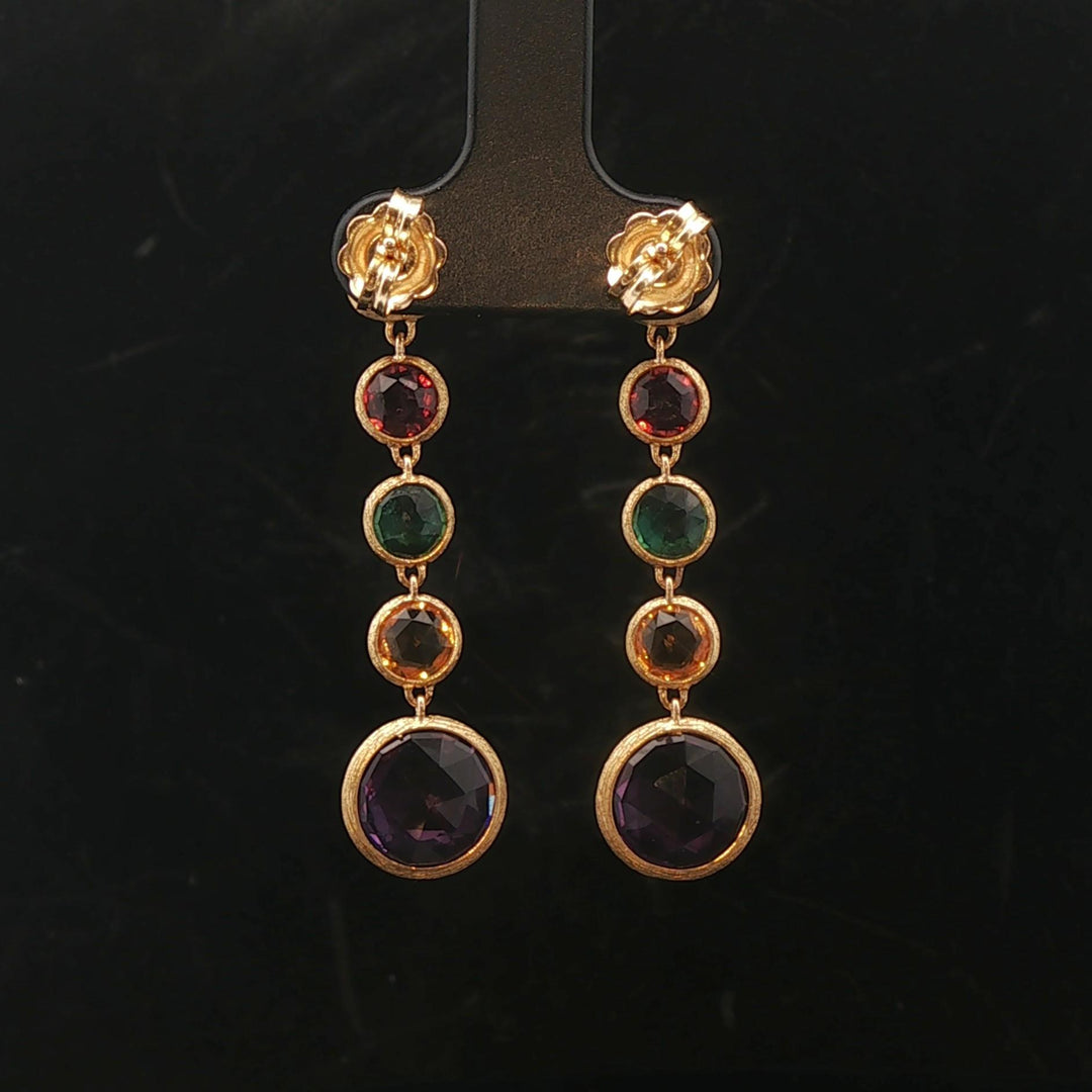 Marco Bicego Paradise 18k Yellow Gold and Multi Gemstone Drop Dangle Earrings