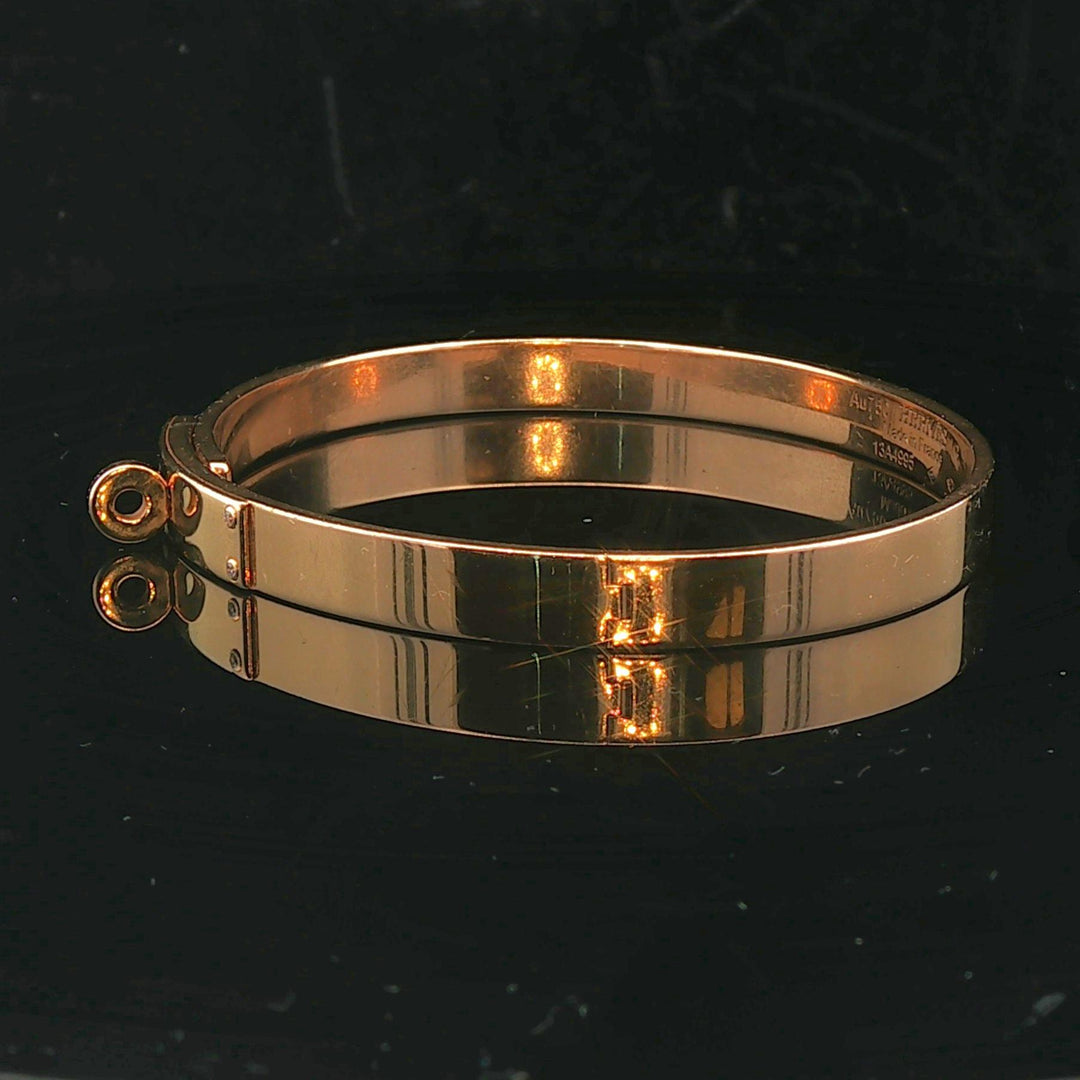 Hermes 18k Rose Gold and Diamond Kelly Bangle Bracelet Size Large