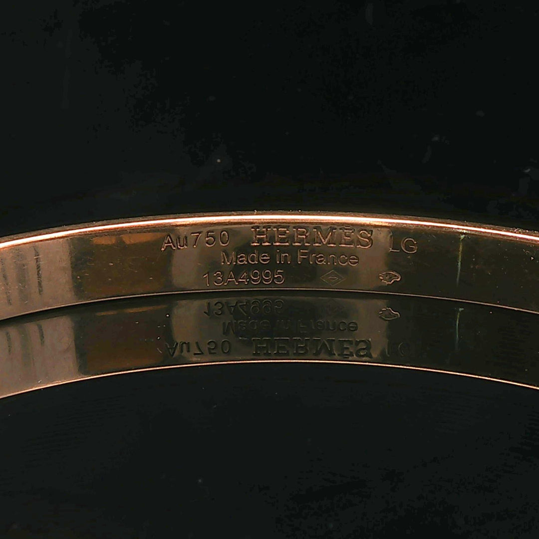 Hermes 18k Rose Gold and Diamond Kelly Bangle Bracelet Size Large