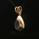 14k Yellow Gold and Pear Cut Blue Topaz 5.2g Pendant 1.2"