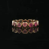 14k Yellow Gold and Multi Gemstone Heart Band Ring Size 4