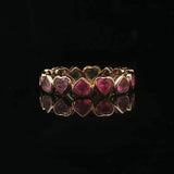 14k Yellow Gold and Multi Gemstone Heart Band Ring Size 4